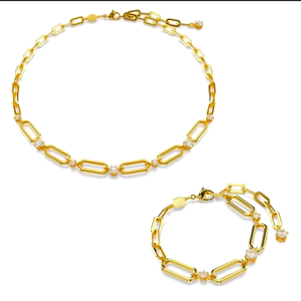 Gorgeous Swarovski Gold CONSTELLA Necklace and Bracelet Set